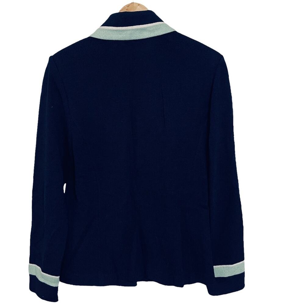 St. John By Marie Gray Santana Knit Shawl Collar Jacket Blazer Navy Size 4 - Picture 2 of 8